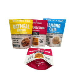 Échantillon gratuit Impression personnalisée Tenez les sachets d'emballage alimentaire séchés Sacs en plastique à fermeture à glissière pour Biscuit