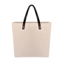 New fashion design custom logo color cotton brown leather handles tote bag