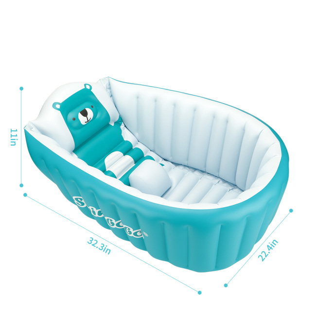 Baignoire gonflable pour tout-petit, siège central à coussin épais de sécurité antidérapant, siège de voyage portable pour bain bébé piscine pour 0 à 5 ans