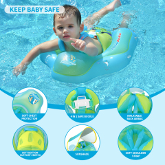 Flotador de natación inflable para bebés con soporte inferior seguro y dosel retráctil para nadar más seguro