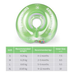 Flotador de cuello de natación para baño de bebé, ayudas de seguridad ajustables inflables, anillo de cuello de natación para bebé de 0 a 12 meses para niños