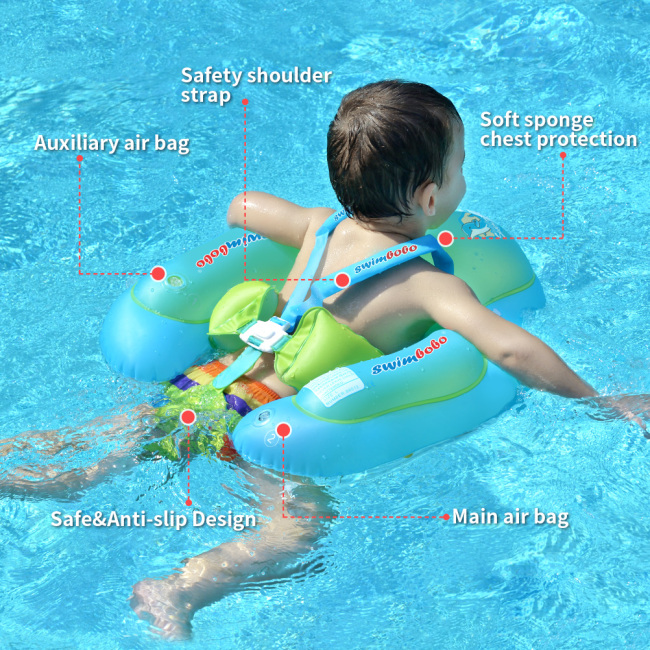 Inflatable Baby Swim Float with Bottom Support Swimming Pool Accessories-Help Baby Learn to Kick and Swim