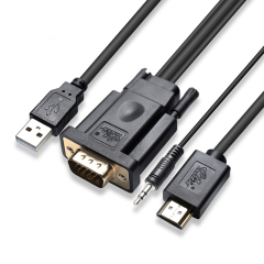 VGA-HDMI-Kabel Stecker zu Stecker Für PC-Monitor HDTV-Projektor VGA-zu-HDMI-Kabel mit zusätzlichem USB-Audiokabel