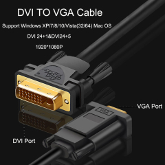 PCER DVI 24+5 auf VGA-Kabeladapter DVI-Stecker auf VGA-Stecker Konverter Digitales Videokabel DVI-VGA-Kabel PC-Monitor HDTV-Projektor
