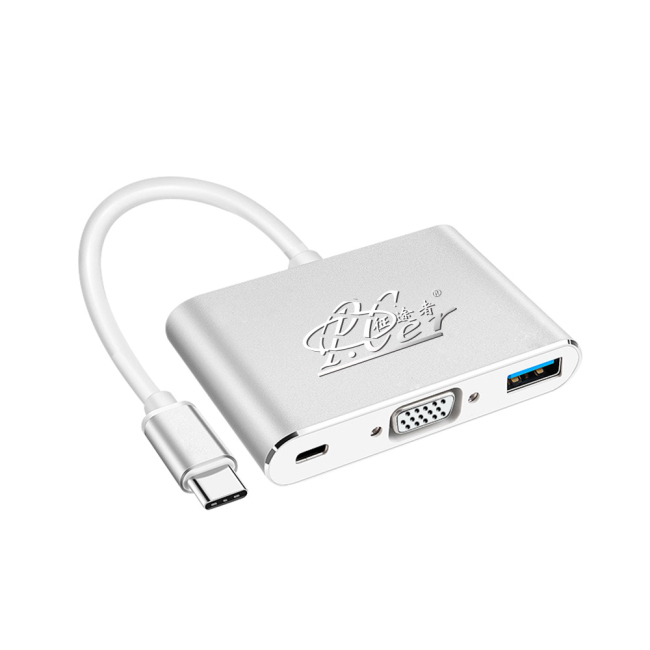 PCER USB C zu VGA PD USB3.0 3 in 1 Port Typ C Adapter USB C Konverter für Macbook Pro Huawei Matebook Samsung S8/S9 Notebook