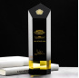 Custom design wholesale special cylinder crystal trophy /black trophies and awards carved etched for souvenirs gifts