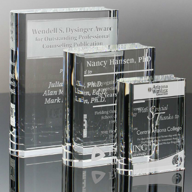 Crystal Award Book Shape Blank Crystal Trophy Business Crystal Award Plaques