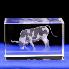 Hermosa característica de alta calidad 3D láser cristal grabado carruaje artesanías de cristal