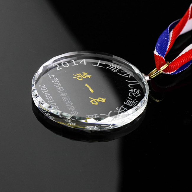 Custom printing 3D round shape crystal medal