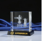 Custom 3d laser engraved K9 crystal cube Mechanical model for anniversary