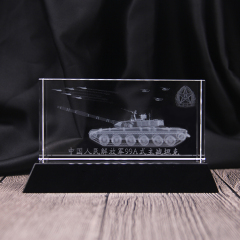 Cube de cristal K3 modèle d'avion de réservoir 9D gravé au Laser personnalisé pour des souvenirs d'artisanat