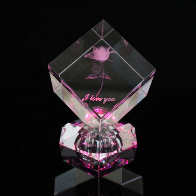 customized laser engraving crystal glass home decoration cube crafts birthday gift