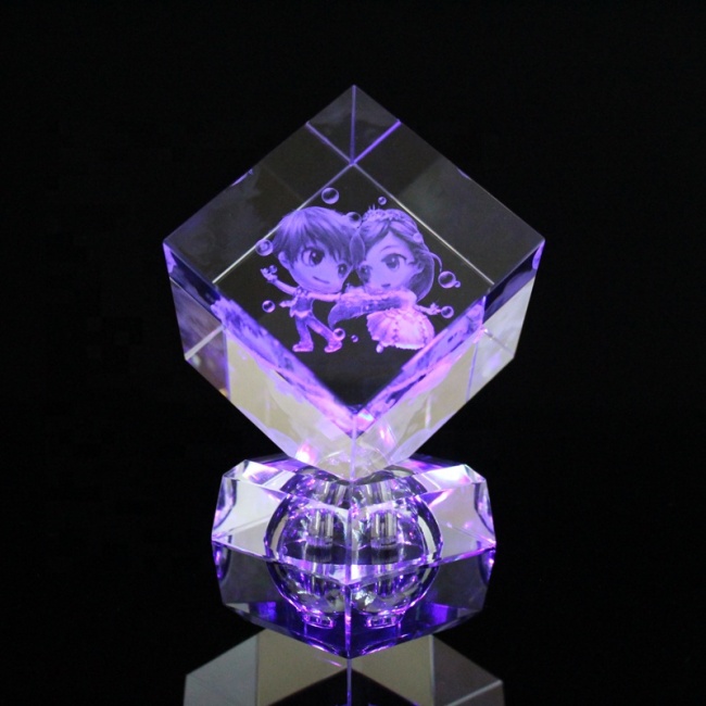 customized laser engraving crystal glass home decoration cube crafts birthday gift