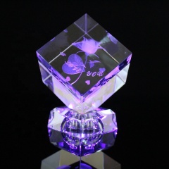 Gravure laser personnalisée cristal verre décoration de la maison cube artisanat cadeau d'anniversaire