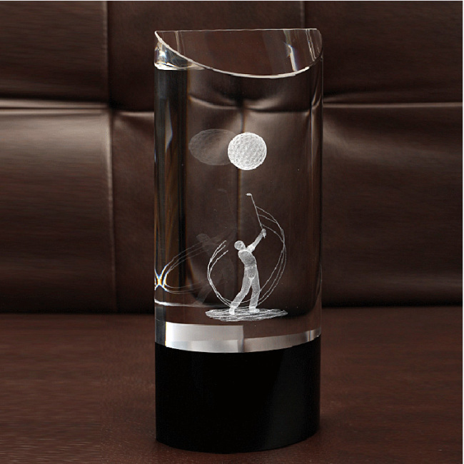 New Crystal half cube trophies laser engraving trophy crystal sports golf Crystal Trophies/3d trophy
