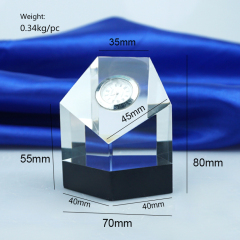 Trofeo de reloj de cristal de escritorio de alta calidad para regalo de empresa