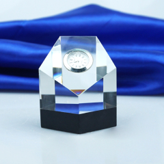 Trophée d'horloge en cristal de bureau de haute qualité pour cadeau d'affaires