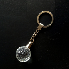 HDW Wholesale Golf crystal Keychain with led light custom logo Glowing crystal keychain for Business gifts