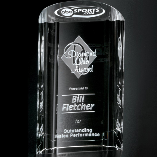 High quality hlaf cylinder crystal trophy awards for 3D laser engraving semicircle block award for gifts