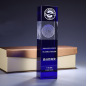 guangzhou Creative Custom 3d Laser Engraving blue And White Crystal cube trophy Awards For Company Business Anniversary Gift