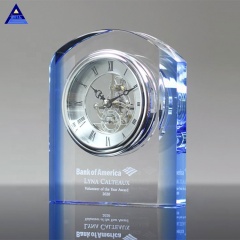 Cadeaux vides antiques d'horloge en cristal de gravure de laser de l'appréciation 3D pour le logo fait sur commande