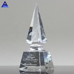 Nouvelle conception créative personnaliser le trophée de cristal de forme d'obélisque de lance pour le cadeau d'affaires