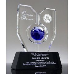 Trophée de boule de cristal de globe avec la carte de la terre récompense de trophée de cristal de sport pour le souvenir