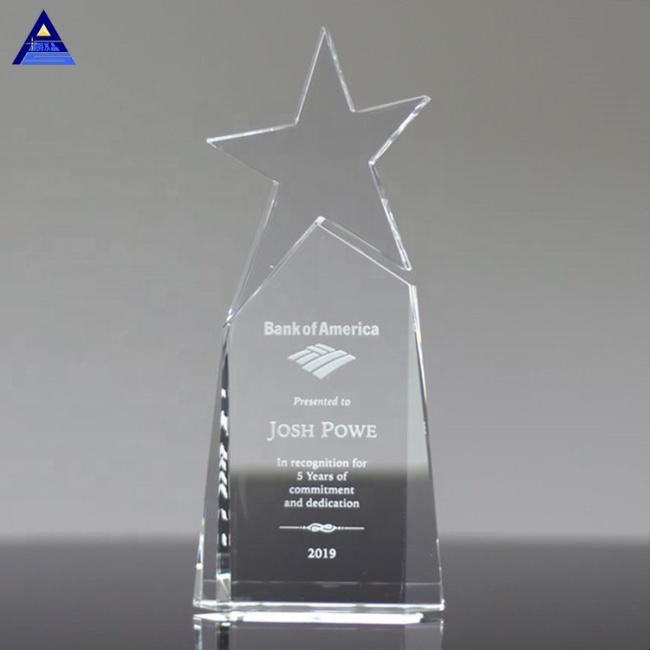 Low Price Triumph Award Blank Crystal Star Trophy With Factory Price