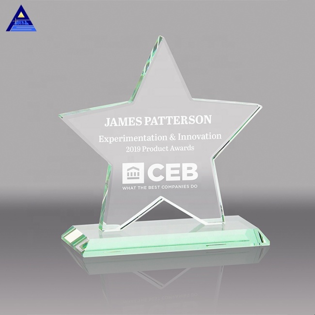 Unique star shape transparent crystal award trophy for souvenir gifts