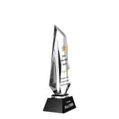 Trofeo de cristal de obelisco de alta calidad, premios de grabado láser en blanco, premios de cristal de pico de hielo