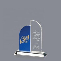 Premios de cristal con trofeo de cristal azul para grabar placas de cristal personalizadas disponibles y trofeo de premios para regalo