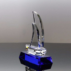 Trophée Coupe Verre Trophées Sport Award Block 3D Cube Blue Crystal Awards