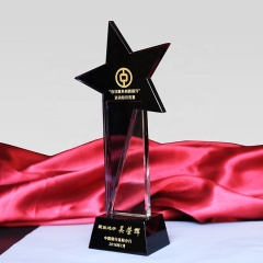 Trofeo de premio de placa de cristal en forma de estrella transparente al por mayor de recuerdos de negocios