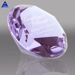 Purple Crystal Glass Diamond paperweight for Wedding