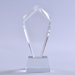 Popular Crystal Anniversary Souvenirs Pentágono en forma de trofeo de cristal Premios Placa de cristal con base