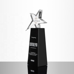 K9 Crystal Awards Star Engraving Sport Black Block Trofeos de vidrio Cube Crystal Trofeo en blanco
