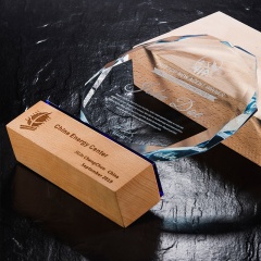 Ventes chaudes verre vierge Octogone pour cadeau/trophée en verre Prix en cristal K9/Trophée en verre de cristal Plaque de récompense en bois Art Craft