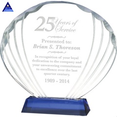 Récompenses de plaque de trophée en verre en forme de coquille claire faite sur commande de nouvelle arrivée de conception pour le cadeau de souvenir