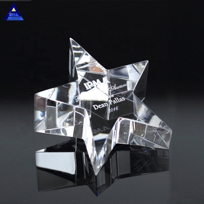 Trofeo de pisapapeles de estrella de cristal de material de registro K9 de grabado personalizado