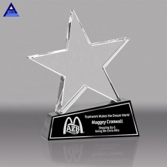 Trophée en cristal cinq étoiles personnalisé en métal de haute spécification avec base noire