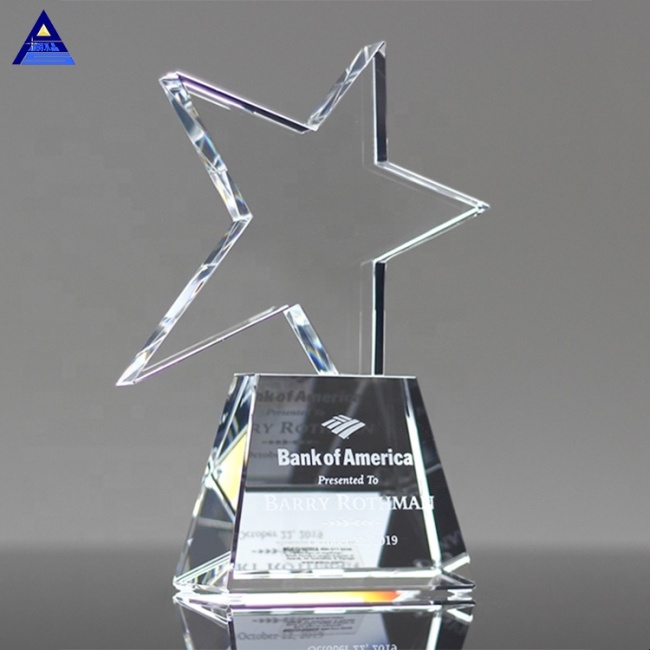 Trofeo de vidrio óptico transparente al por mayor Crystal Meteor Star Award