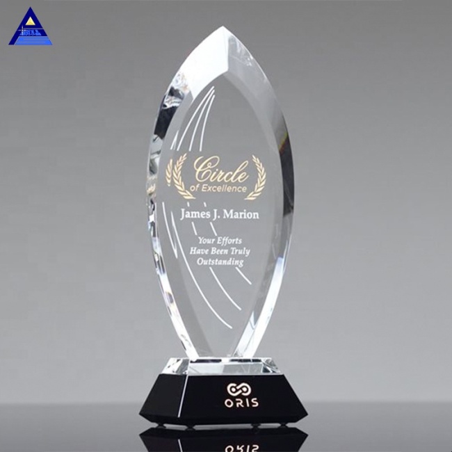 High Quality Custom Majestic Cut Flame Round Crystal Trophy For Laser Engraved