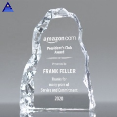 Premio transparente de cristal de trofeo de iceberg de cristal grabado en blanco barato