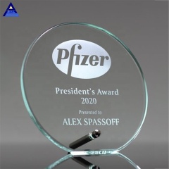 Горячая продажа круглого стекла с лазерной гравировкой, награда за достижения в виде трофея для сувенира