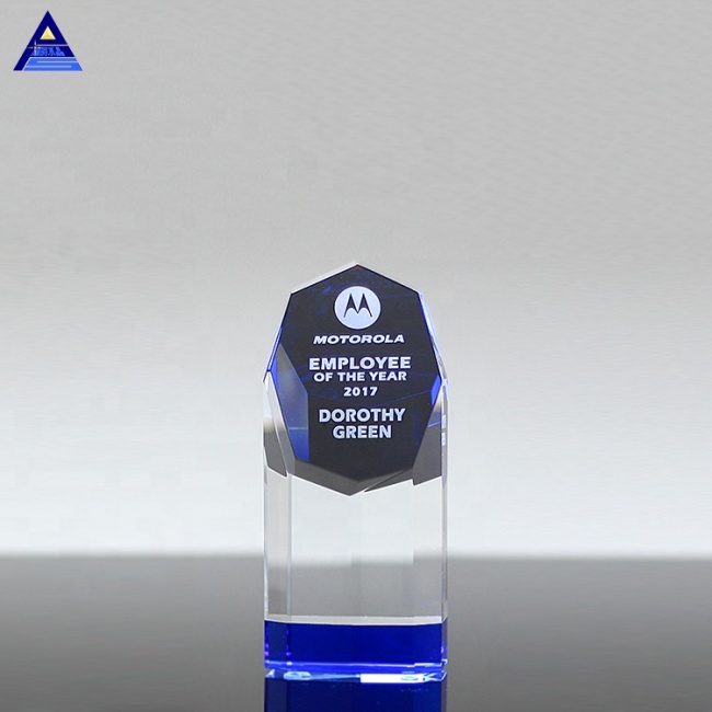 New Design Engraving Beveled Sapphire Crystal Award Trophy For Business Gift