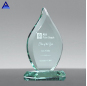 Factory Wholesale Beveled Flame Jade Glass Crystal Trophy Award With Base