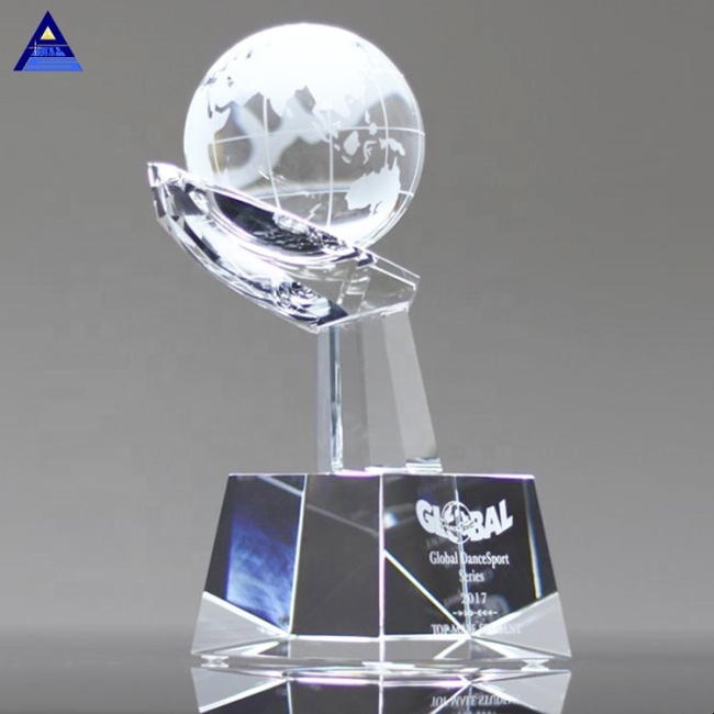 Clear Blank World Map Crystal Hand Globe With Base For Office Gift