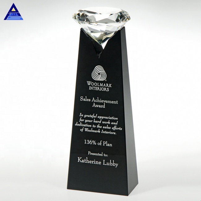 Unique Design 3d Laser Engravable Rising Diamond Crystal Award Trophy