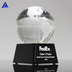 Award-Produkttyp und Europa-Kristallkugel, billige Kristall-Weltkugel-Trophäe mit Weltkarte