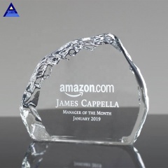 Оптовая нестандартная форма оптической гравировки логотипа Crystal Iceberg Award Trophies